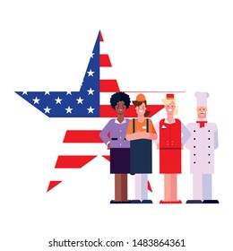 flat design people for happy labor day