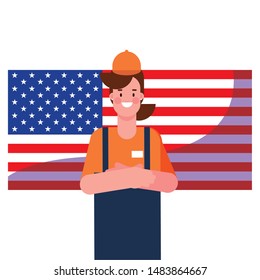 flat design people for happy labor day