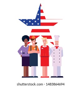 flat design people for happy labor day