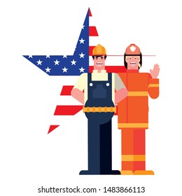 flat design people for happy labor day