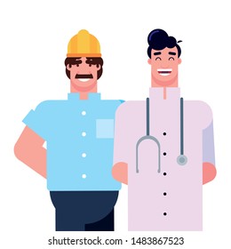 flat design people for happy labor day