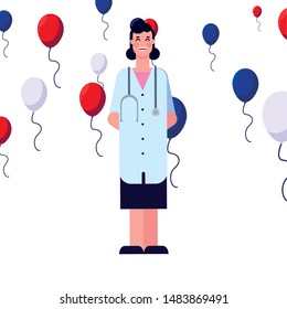 flat design people happy labor day