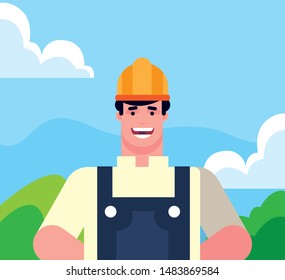 flat design people happy labor day