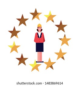 flat design people happy labor day