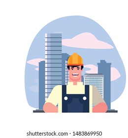 flat design people happy labor day