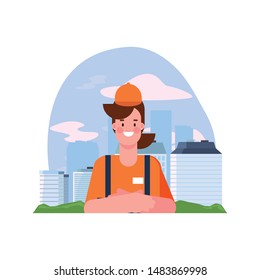 flat design people happy labor day