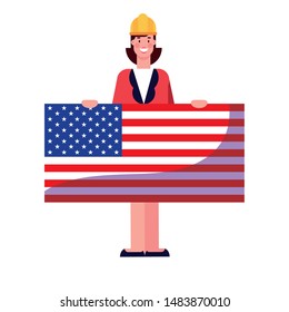 flat design people happy labor day