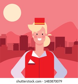 flat design people happy labor day