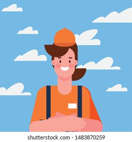 flat design people happy labor day