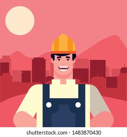 flat design people happy labor day
