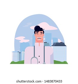 flat design people happy labor day