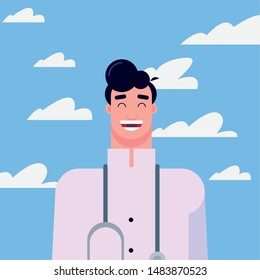 flat design people happy labor day