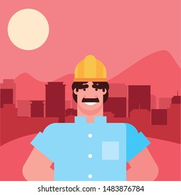 flat design people happy labor day