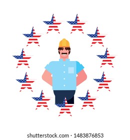 flat design people happy labor day