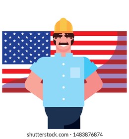 flat design people happy labor day