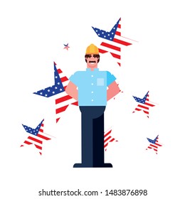 flat design people happy labor day