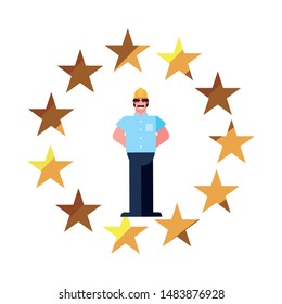 flat design people happy labor day