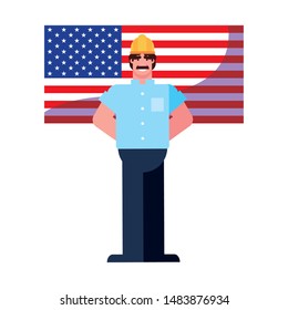 flat design people happy labor day