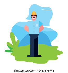 flat design people happy labor day