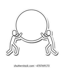 flat design people holding circle icon vector illustration