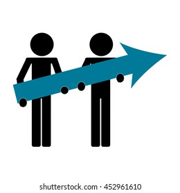 flat design people holding right arrow icon vector illustration