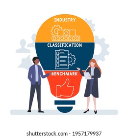 Flat design with people. ICB - Industry Classification Benchmark acronym, business concept background.   Vector illustration for website banner, marketing materials, business presentation, online
