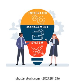 Flat design with people. IMS - Integrated Management System acronym. business concept background. Vector illustration for website banner, marketing materials, business presentation, online advertising