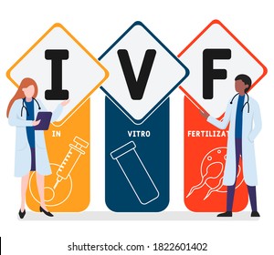 Flaches Design mit Menschen. IVF - In-vitro-Fertilisation, medizinisches Konzept. Vektorgrafik für Website-Banner, Marketingmaterialien, Geschäftspräsentation, Online-Werbung