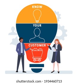 Flat design with people. KYC - Know Your Customer. acronym, business concept background.   Vector illustration for website banner, marketing materials, business presentation, online