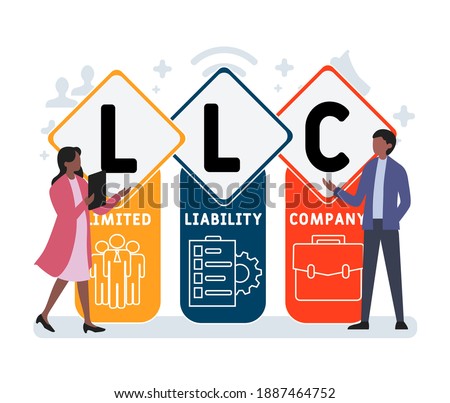 Flat design with people. LLC - Limited liability company acronym, business concept background.   Vector illustration for website banner, marketing materials, business presentation, online advertising.