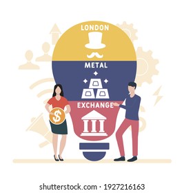 Flat design with people. LME - London Metal Exchange. acronym, business concept background.   Vector illustration for website banner, marketing materials, business presentation, online