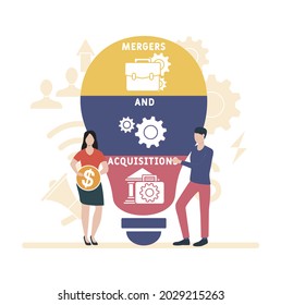 Flat Design With People. MAA - Mergers And Acquisitions Acronym. Business Concept Background. Vector Illustration For Website Banner, Marketing Materials, Business Presentation, Online Advertising