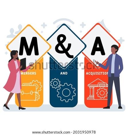 Flat design with people. MAA - Mergers and Acquisitions acronym. business concept background. Vector illustration for website banner, marketing materials, business presentation, online advertising