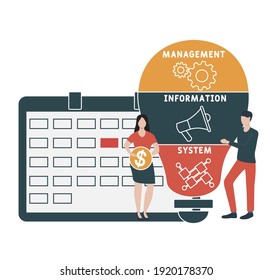 Flat design with people. MIS - Management Information System. acronym, business concept background. Vector illustration for website banner, marketing materials, business presentation, online