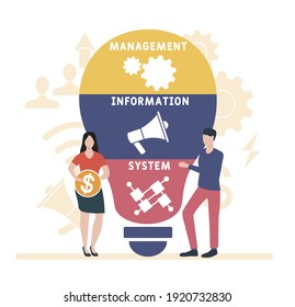 Flat design with people. MIS - Management Information System. acronym, business concept background. Vector illustration for website banner, marketing materials, business presentation, online