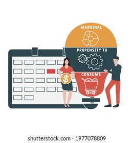 Flat design with people. MPC - Marginal Propensity to Consume acronym. business concept background. Vector illustration for website banner, marketing materials, business presentation, online advertisi