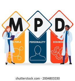 Flat design with people. MPD - Multiple Personality Disorder acronym. medical concept background. Vector illustration for website banner, marketing materials, business presentation, online advertisin