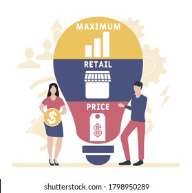 Flat design with people. MRP  - maximum retail price. Platform. business concept background. Vector illustration for website banner, marketing materials, business presentation, online advertising