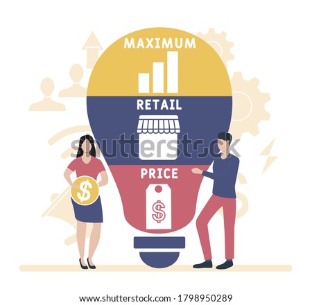 Flat design with people. MRP  - maximum retail price. Platform. business concept background. Vector illustration for website banner, marketing materials, business presentation, online advertising