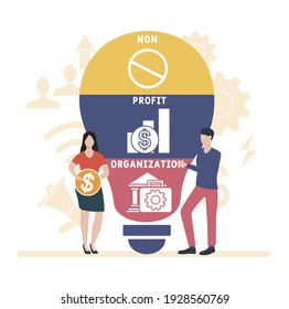 Flat design with people. NPO - Non-Profit Organization. acronym, business concept background.   Vector illustration for website banner, marketing materials, business presentation, online