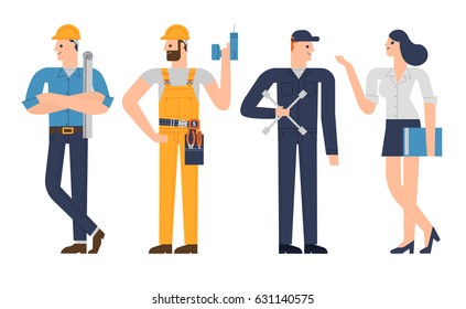 Flat design people occupation characters set