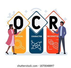 Flat design with people. OCR - Optical Character Recognition acronym. business concept background. Vector illustration for website banner, marketing materials, business presentation, online adverti