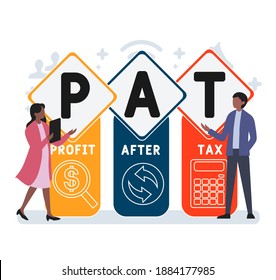 Flat design with people. PAT  - profit after tax. Platform. business concept background. Vector illustration for website banner, marketing materials, business presentation, online advertising