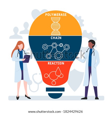 Flat design with people. PCR -  Polymerase Chain Reaction, medical concept. Vector illustration for website banner, marketing materials, business presentation, online advertising