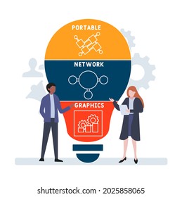 Flat design with people. PNG - Portable Network Graphics acronym. business concept background. Vector illustration for website banner, marketing materials, business presentation, online advertising