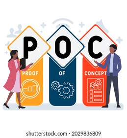 Flat design with people. POC - Proof of Concept acronym. business concept background. Vector illustration for website banner, marketing materials, business presentation, online advertising