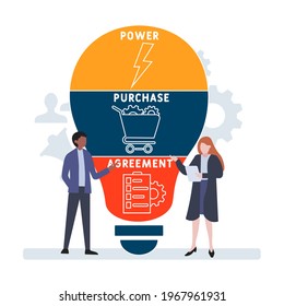 Flat design with people. PPA - Power Purchase Agreement  acronym. business concept background. Vector illustration for website banner, marketing materials, business presentation, online advertising