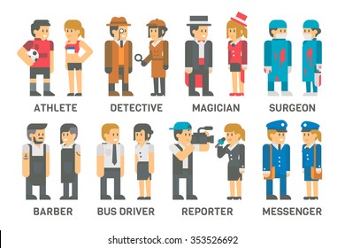 Flat design people with professions set illustration vector