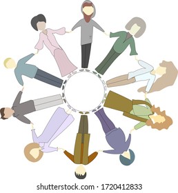 flat design people. protection of the earth. rallying the people. friends, family, group, students. different nations. people in a circle