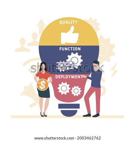 Flat design with people. QFD - Quality Function Deployment acronym. business concept background. Vector illustration for website banner, marketing materials, business presentation, online advertising